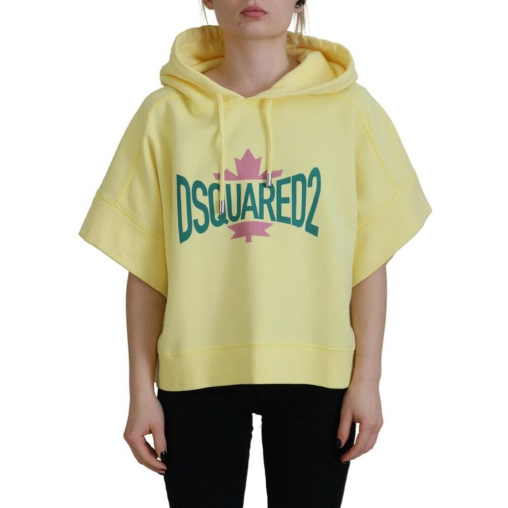 Dsquared² Yellow Logo Print Cotton Hoodie Sweatshirt Women's Sweater